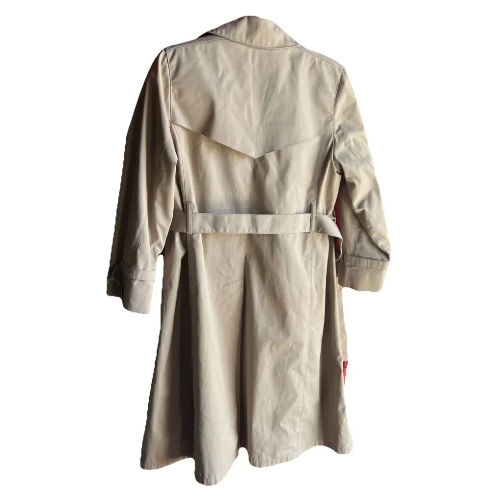 Vintage Women's Heavy London Fog Light Brown Trench Coat 4 Petite Overcoat - Picture 2 of 6